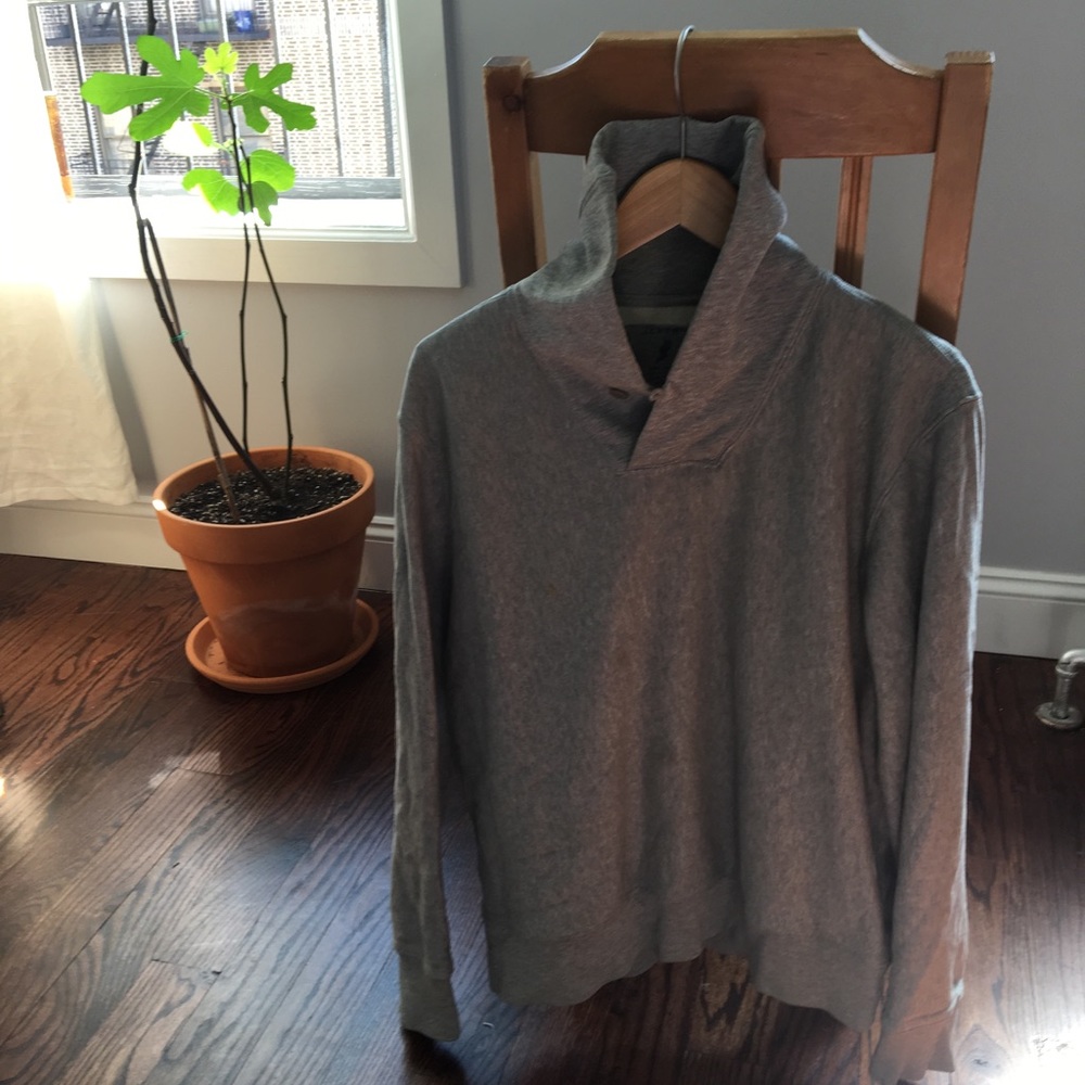 J Crew M Heather Gray Shawl-Collar Sweater